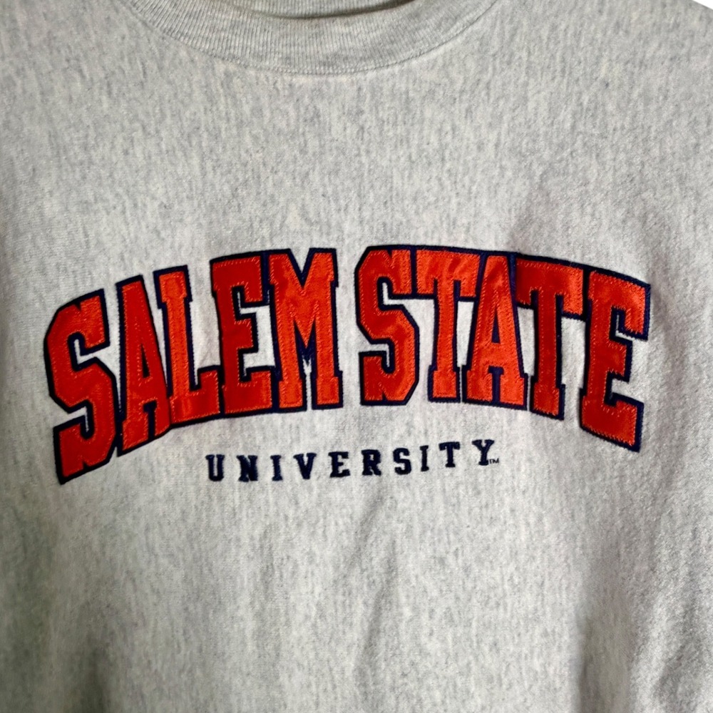Champion Unisex Salem State Uni Reverse Weave Crewneck Sweatshirt Gray Medium - Picture 2 of 4